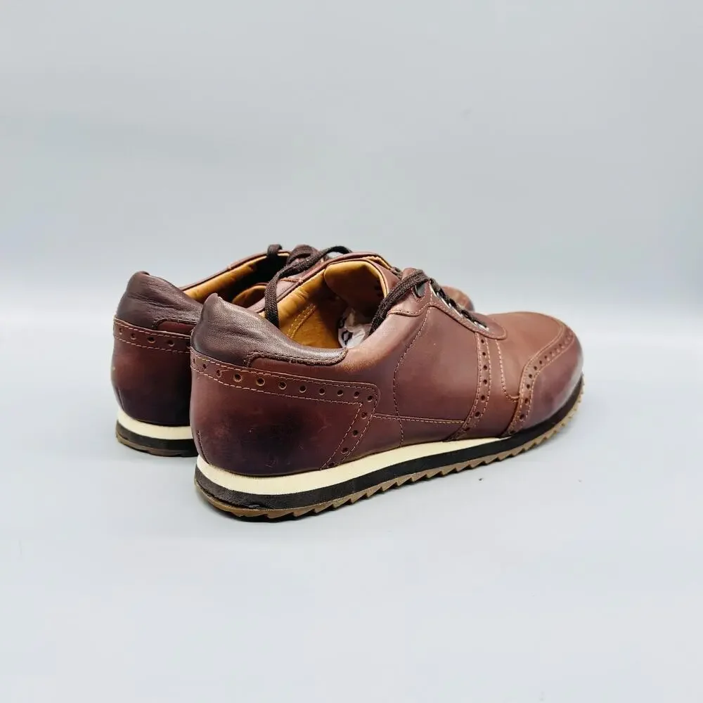 Johnston & Murphy Shoes Mens 8.5 Brown Leather Wingtip Sneakers Casual Comfort